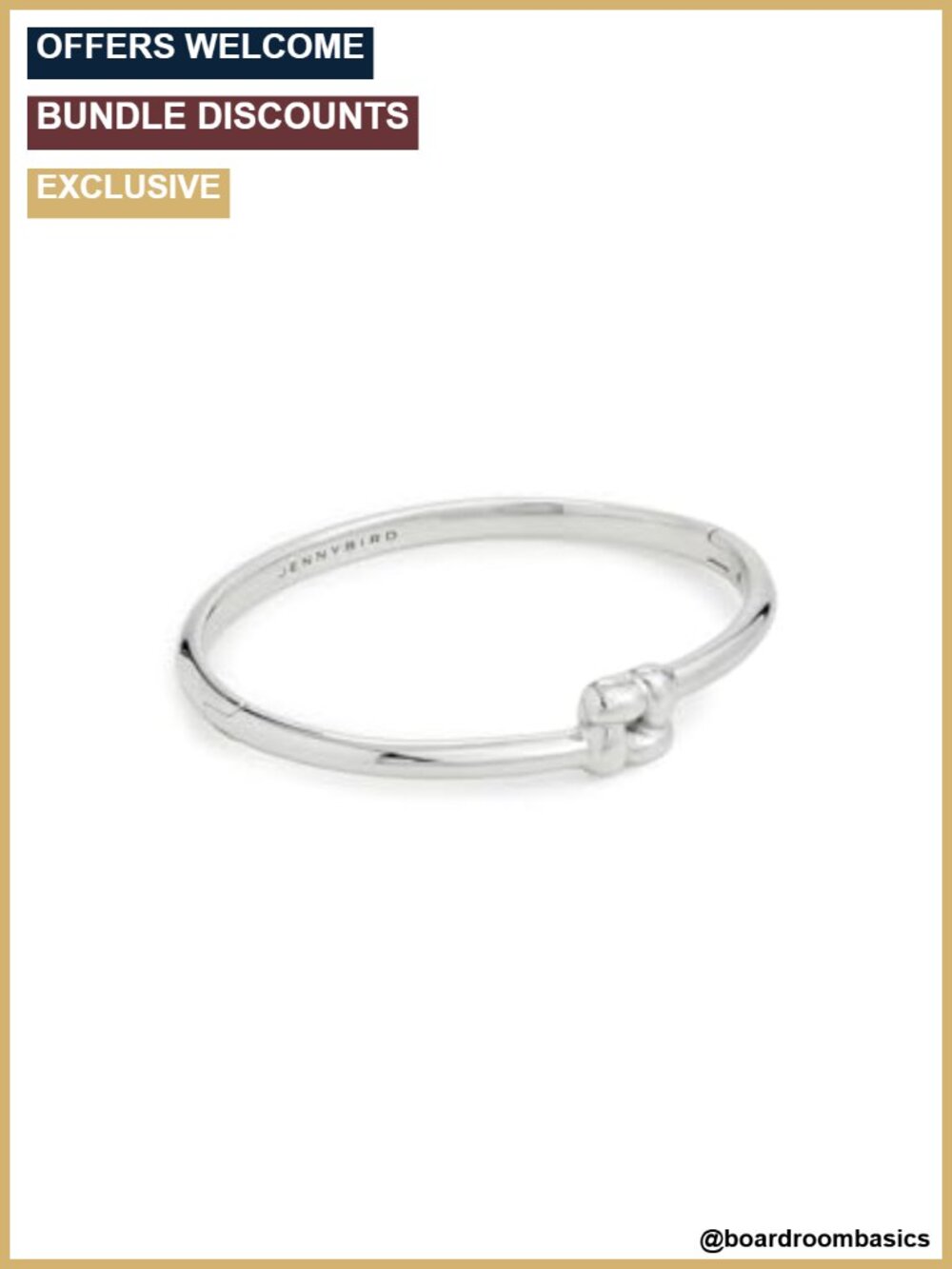 Slim Woven Square Bangle Platinum Modern Bracelet